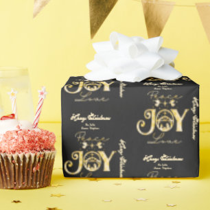 Papel De Regalo Natividad Navidades cristianos Oro Paz Alegría