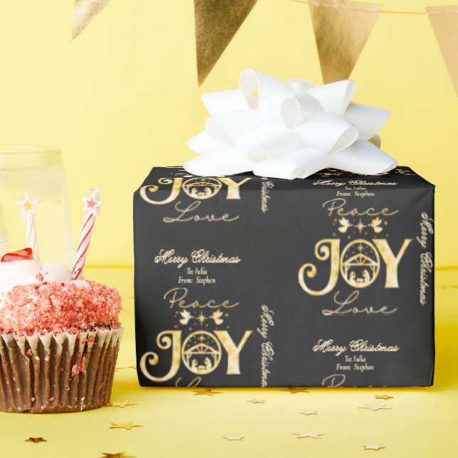 Papel De Regalo Natividad Navidades cristianos Oro Paz Alegría (Fiesta de cumpleaños )