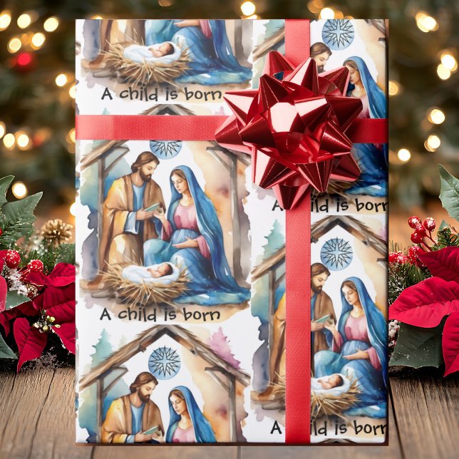 Papel De Regalo Natividad Navidades Niño Jesús, Nacido Un Niño (Subido por el creador)