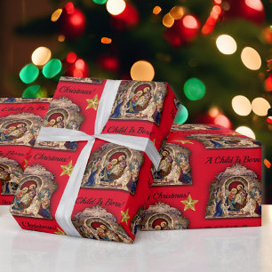 Papel De Regalo Natividad vintage Feliz Navidad Nació un niño