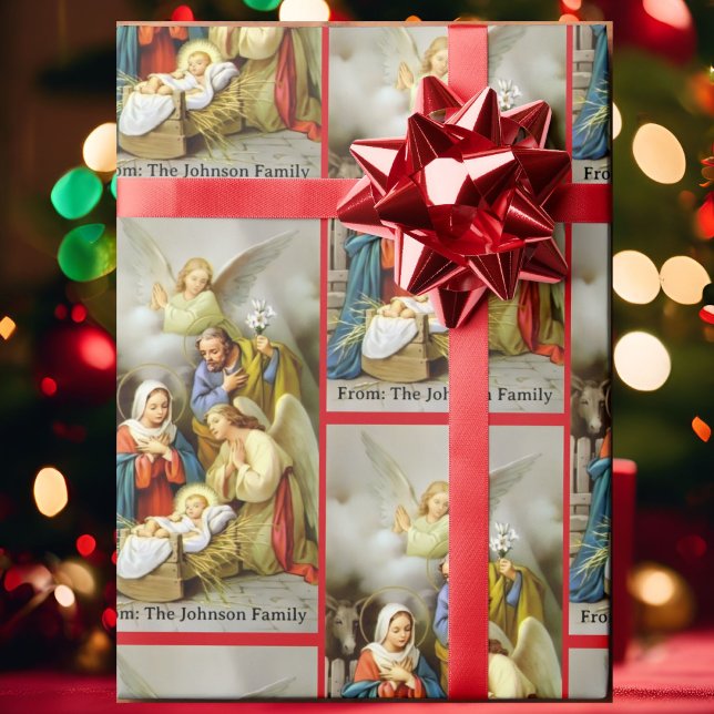 Papel De Regalo Nativity Holy Family Add Your Text Christmas Gift (Subido por el creador)