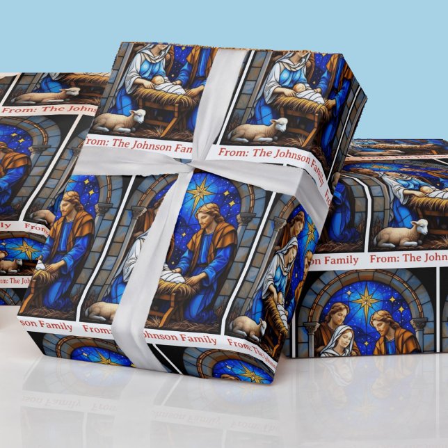 Papel De Regalo Nativity Holy Family Add Your Text Christmas Gift (Subido por el creador)