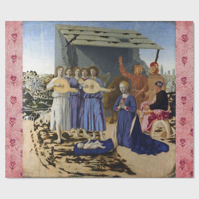 Papel De Regalo NATIVITY OF JESUS, ANGELS by PIERO DELLA FRANCESCA (Superficie plana)