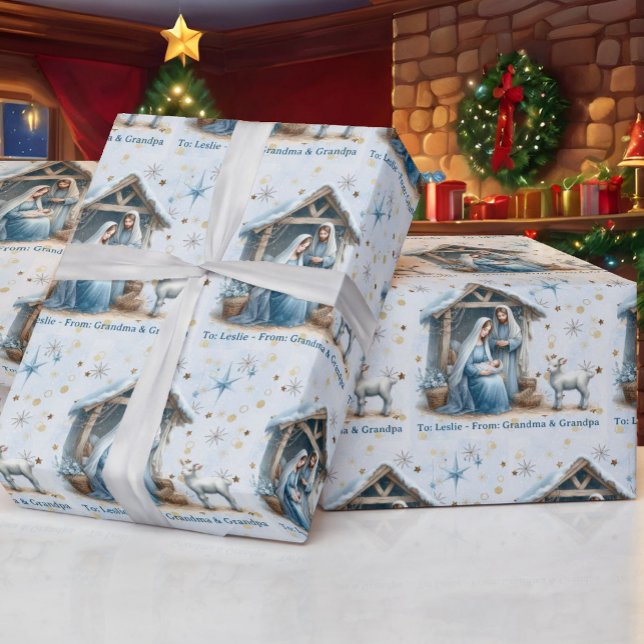 Papel De Regalo Nativity Personalize Name Baby Jesus Christmas (Subido por el creador)