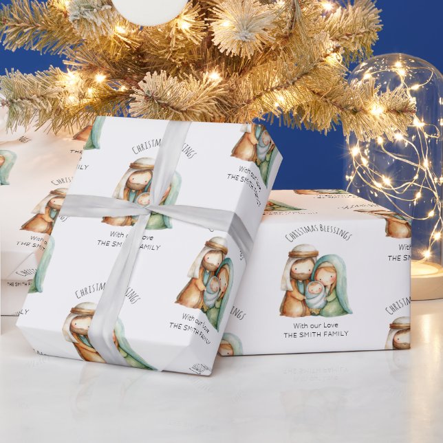 Papel De Regalo Nativity Scene Holiday Gift Wrap Christmas Paper (Vacaciones)