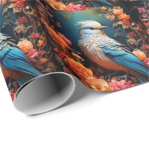Papel De Regalo Naturaleza caprichosa Pájaro azul