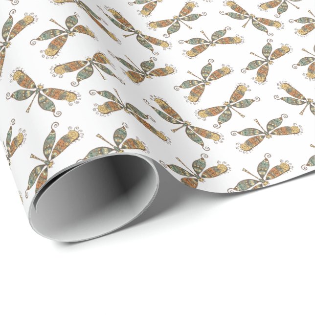 Papel De Regalo Naturaleza de libélulas (Esquina del rollo)