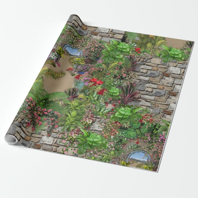 Papel De Regalo Naturaleza interior y exterior en flor (Desenrollado)