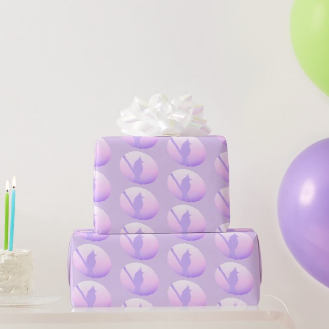 Papel De Regalo Naturaleza púrpura rosa Silhouette pacífica de ave (Regalos de fiesta)