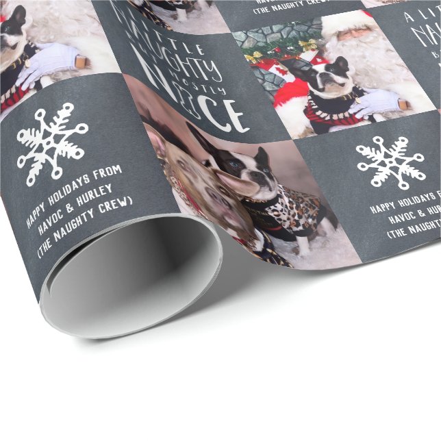 Papel De Regalo Naughty y Nice | Personalizado 2 Perro Mascota de  (Esquina del rollo)