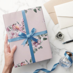Papel De Regalo Náuseas y pájaros rosados en las nubes