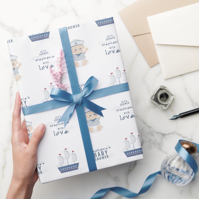 Papel De Regalo Nautical Baby Boy Baby Shower (Regalar)