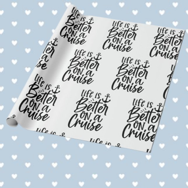 Papel De Regalo Nautical Life es mejor en el tema del crucero (Celebrate special moments with our "Life is better on a cruise" nautical wrapping paper )