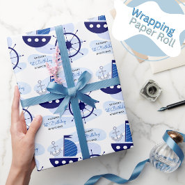 Papel De Regalo Nautical Water Navy Blue