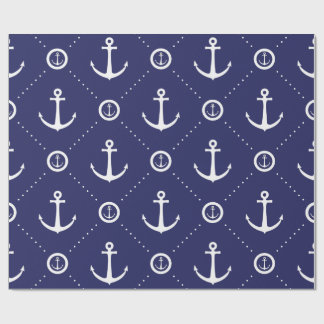 Papel de regalo náutico azul marino y blanco