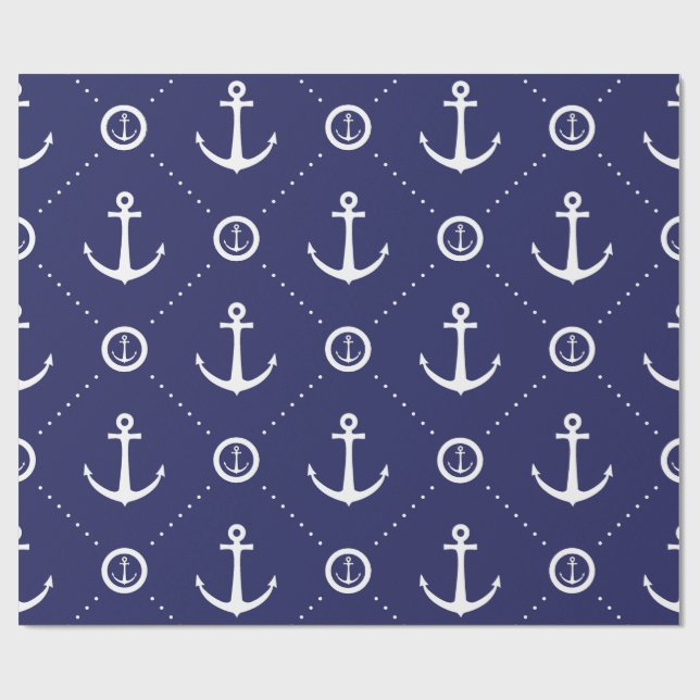 Papel de regalo náutico azul marino y blanco (Superficie plana)