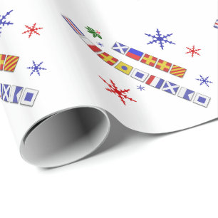 Papel de regalo náutico de las Felices Navidad de