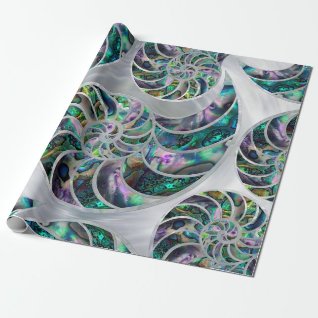 Papel De Regalo Nautilus Shell Abalone y Pearl (Desenrollado)
