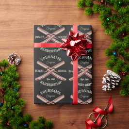 Papel De Regalo Navaja de afeitar Barbería NAME personalizada