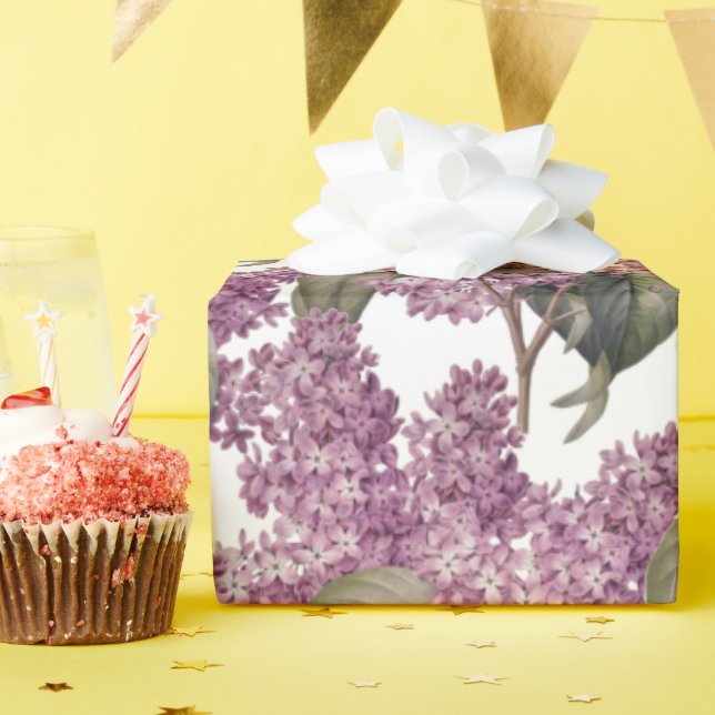 Papel De Regalo Nave o Fiesta de patrón floral púrpura de Lilac (Fiesta de cumpleaños )