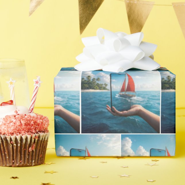 Papel De Regalo Navegación en velero por un Smartphone (Fiesta de cumpleaños )