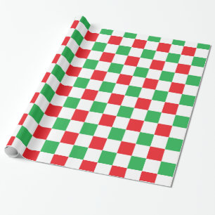 Papel De Regalo Navidad a cuadros rojo y verde