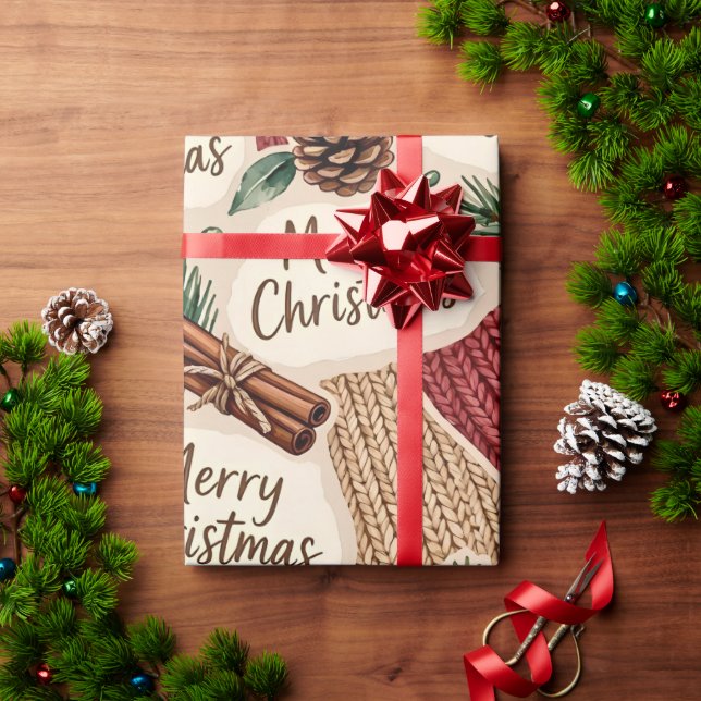 Papel De Regalo Navidad acogedora y rústica (Regalo de vacaciones)