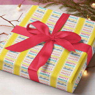 Papel De Regalo Navidad Alegre Estrellas Doradas Amarillas Colorid