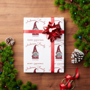Papel De Regalo Navidad Alegre Familiar Rústica Adorable Gnomos En