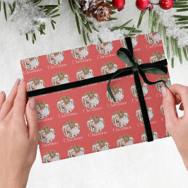 Papel De Regalo Navidad Alegre Rojo Brillante Foto Moderna