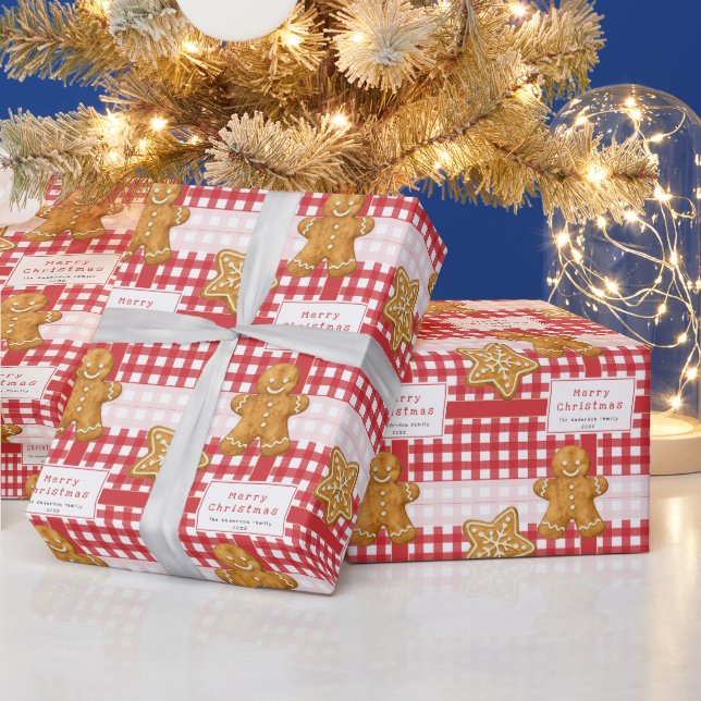 Papel De Regalo Navidad Alegre Rojo Cuadros Inglés Rústico (Vacaciones)