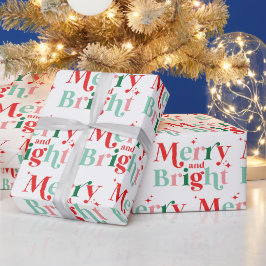Papel De Regalo navidad alegre y brillante rosa rojo