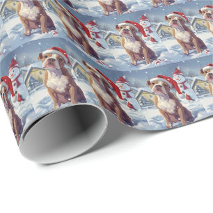 Papel De Regalo Navidad American Staffordshire Winter Wonderland