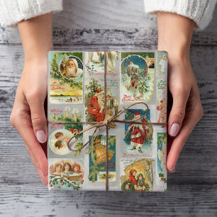 Papel De Regalo Navidad, ángeles y collage de invierno de Padre Vi