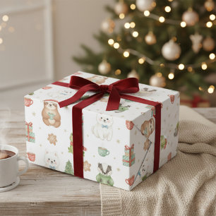 Papel De Regalo Navidad Animales Bosque Encantador Navidad