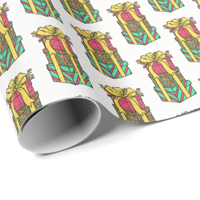Papel De Regalo Navidad apilada y envuelta presenta navidades (Esquina del rollo)