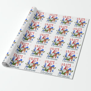 Papel De Regalo Navidad Árbol Rojo Gnomes Vacaciones acuáticas