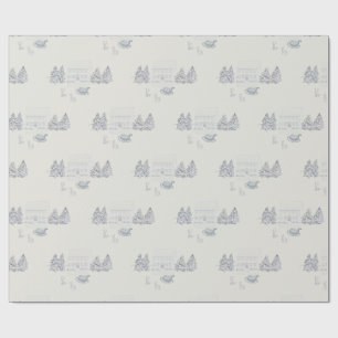 Papel De Regalo Navidad Azul Nostálgica