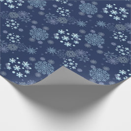 Papel De Regalo Navidad Azul Patrón de Copo de Nieve Elegante