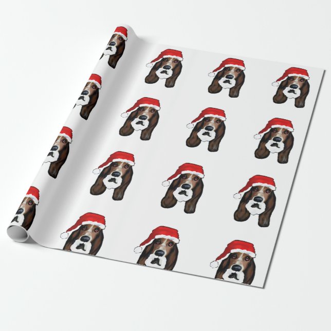 PAPEL DE REGALO NAVIDAD BASSET HOUND (Desenrollado)
