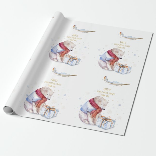 Papel De Regalo Navidad Beary Oso Personalizado Robin del País de  (Desenrollado)