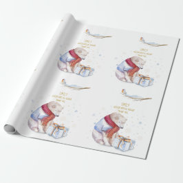 Papel De Regalo Navidad Beary Oso Personalizado Robin Tierra de Ma