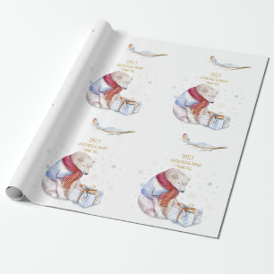 Papel De Regalo Navidad Beary Oso Personalizado Robin Tierra de Ma