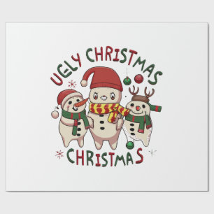 Papel De Regalo Navidad blanca ;UGLY CHRISTMAS