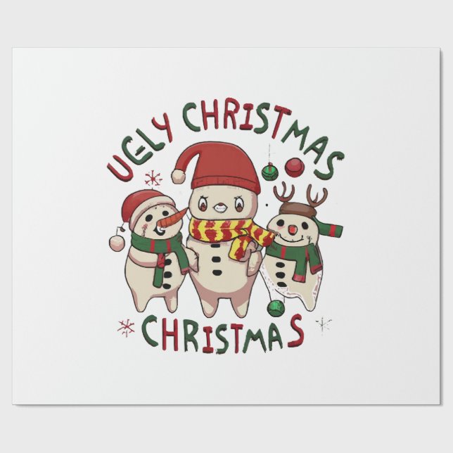 Papel De Regalo Navidad blanca ;UGLY CHRISTMAS (Superficie plana)