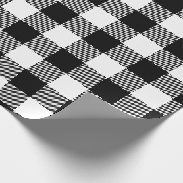 Papel De Regalo Navidad blanco y tela escocesa enorme negra del (Esquina)
