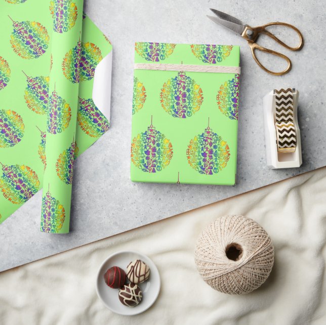 Papel De Regalo Navidad - Bolas de árbol con iconos Navidades 1 (Artesanía)