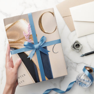Papel De Regalo Navidad Bondad Azul Marino Dorado
