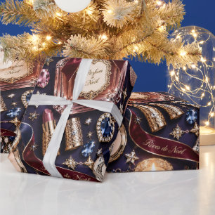 Papel De Regalo Navidad Borgoña Medianoche Parisina