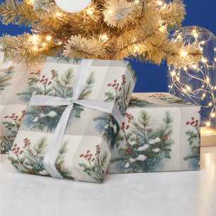 Papel De Regalo Navidad Bouquet con Holly Berry